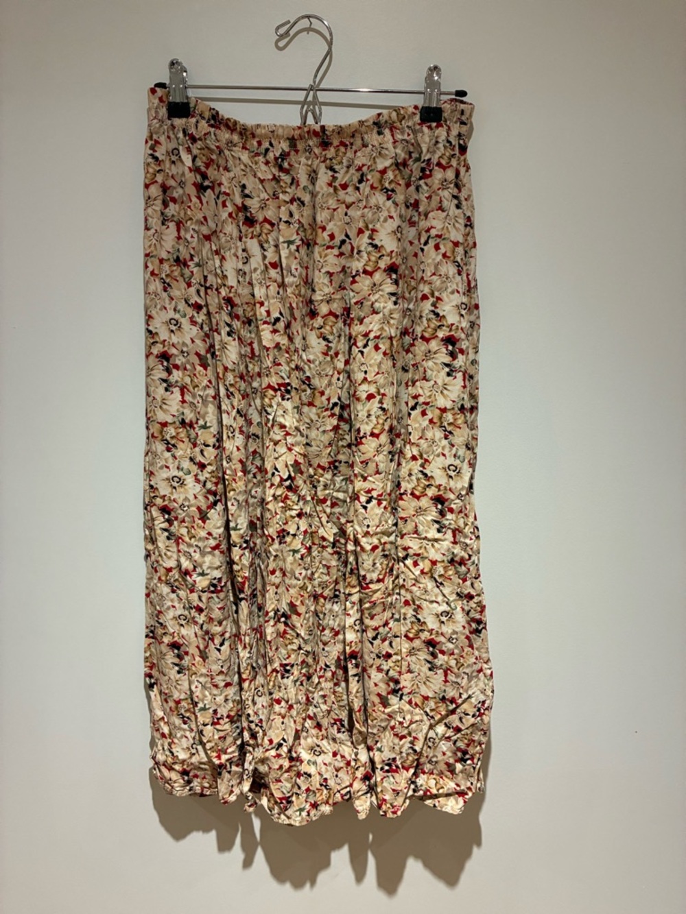 Vintage Cream Floral Maxi Skirt